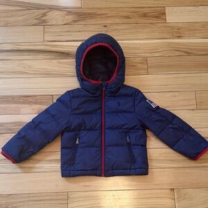 Ralph Lauren Navy Puffer Jacket with Red Trim Hood